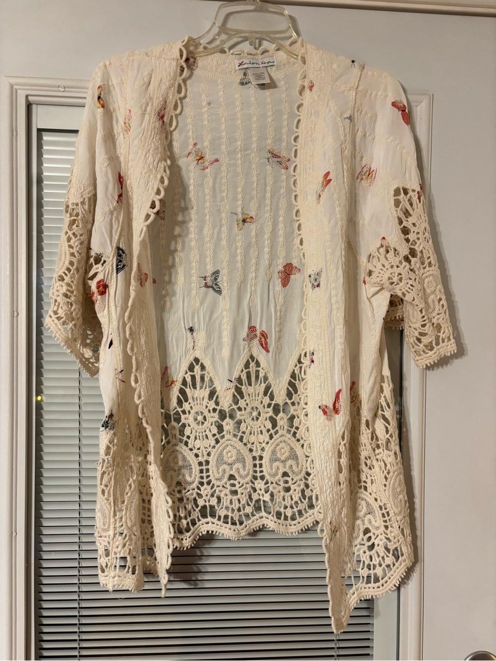 Ladies' Cream Crochet Butterfly Kimono